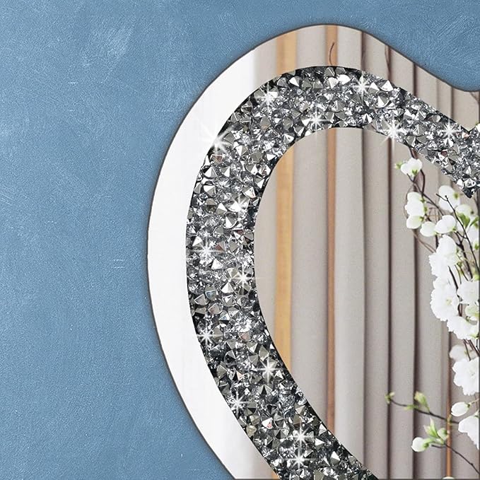 DMDFIRST Crystal Crush Diamond Heart Shaped Silver Mirror