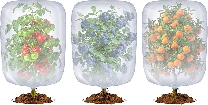 Bird Netting for Blueberry Bushes, 3 Pack 3.2 X 2.6 Ft Cicada Netting for Fruit Trees, Blueberry Bush Netting Cover, Protective Garden Plant Covers for Tomatoes, Flowers, Vegetables