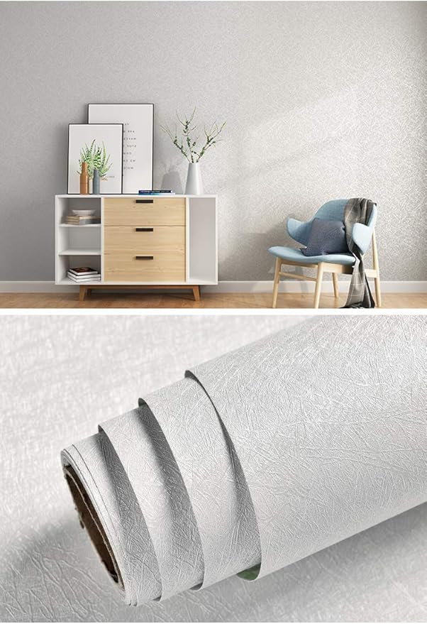 Cohoo Home Silk White Wallpaper Peel and Stick Contact Paper White Textured