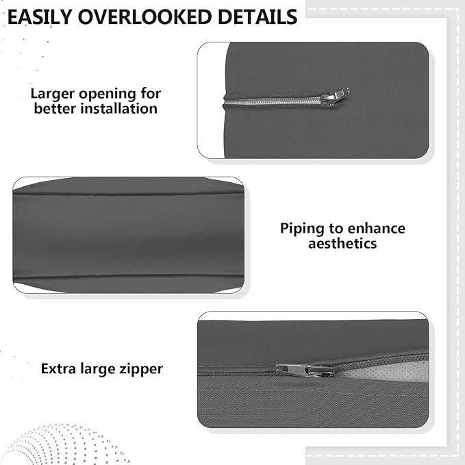 9 Piece Outdoor Patio Waterproof Cushion Covers, Fits 4-Seat Wicker Rattan Sectional Couch Chair Furniture Cover Replacement Set - Fade-Resistant Patio Cushion Covers with Zipper (Cover Only)