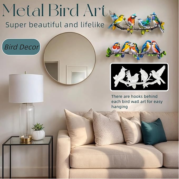 2025 New Metal Birds Outdoor Wall Art Decor+25.7'' Large Size Metal Sun Outdoor Wall Art Decor