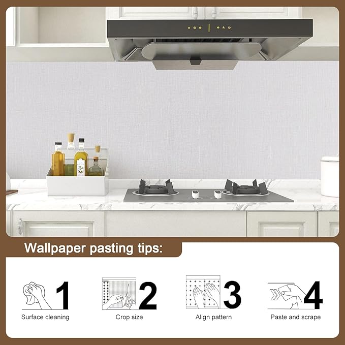 Beige Wallpaper Grasscloth Peel and Stick Wallpaper 15.7"x 196" Fabric Contact