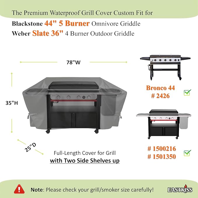 Grill Cover for Blackstone 44" 5 Burner Omnivore Griddle,Weber Slate 36" 4 Burner Flat Top Grill - Heavy Duty Waterproof Fade Resistant Grill Cover for Weber Slate 36 Griddle Accessories