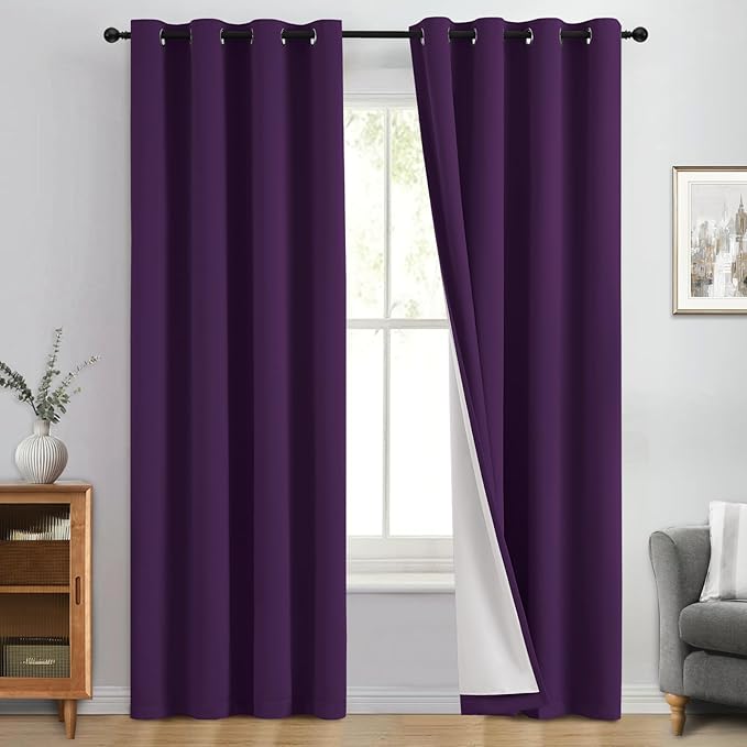 Yakamok 100% Blackout Curtain Panels 63 inches Cold and Light Blocking Drapes