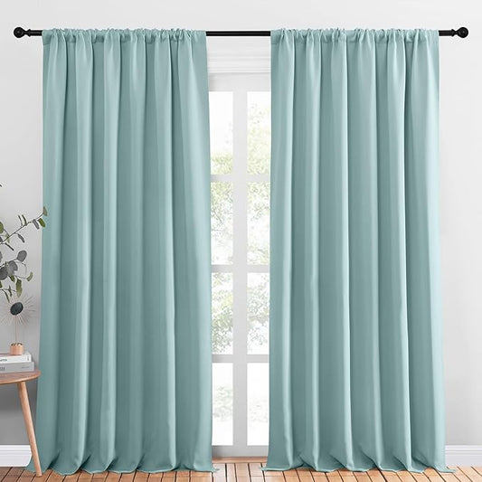 NICETOWN 2 Panels Blackout Curtains, Rod Pocket Thermal Insulated Drapess