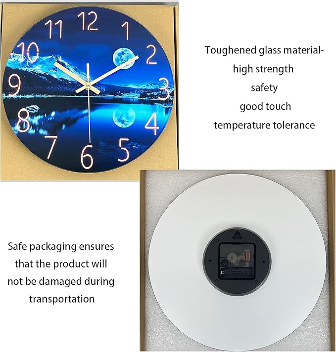 Blue Wall Clocks for Living Room 14 Inch Analog Wall Clock Battery Operated