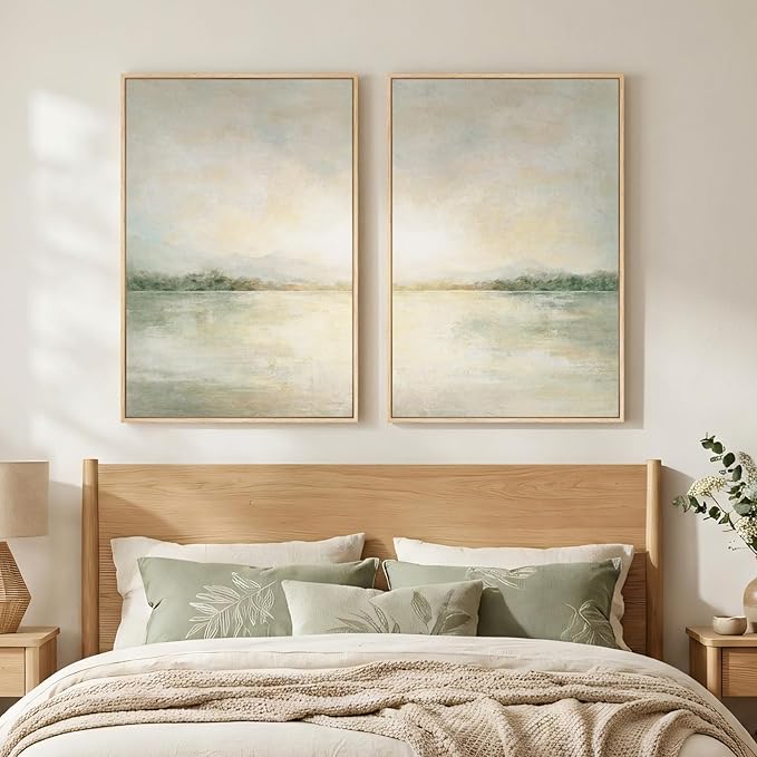 Framed Sage Green Abstract Wall Art