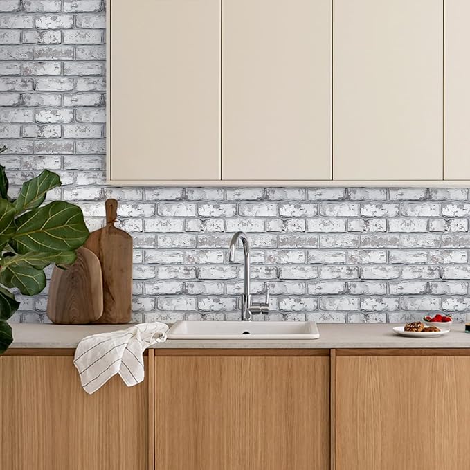 COMSTICKC 3D Faux Brick Peel and Stick Wall Covering, Small Size Thin PVC Self