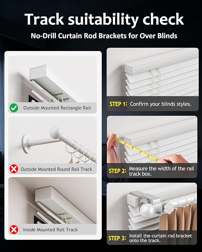 Mimiio No Drill Curtain Rod Brackets
