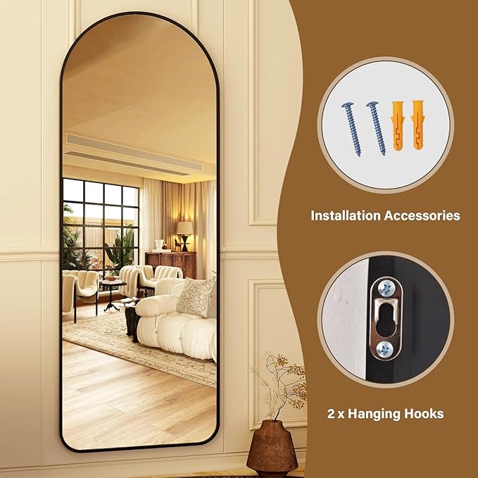 HARRITPURE 64"x21" Arched Full Length Mirror Floor Mirrors