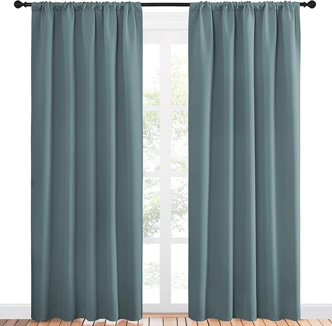 NICETOWN Greyish Blue Blackout Curtains Panels