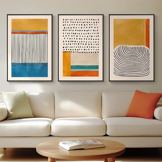 Large Framed Colorful Abstract Wall Art