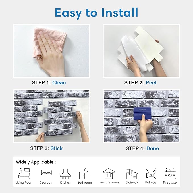 COMSTICKC 3D Faux Brick Wall Panels Peel and Stick Wall Stickers, Small Size