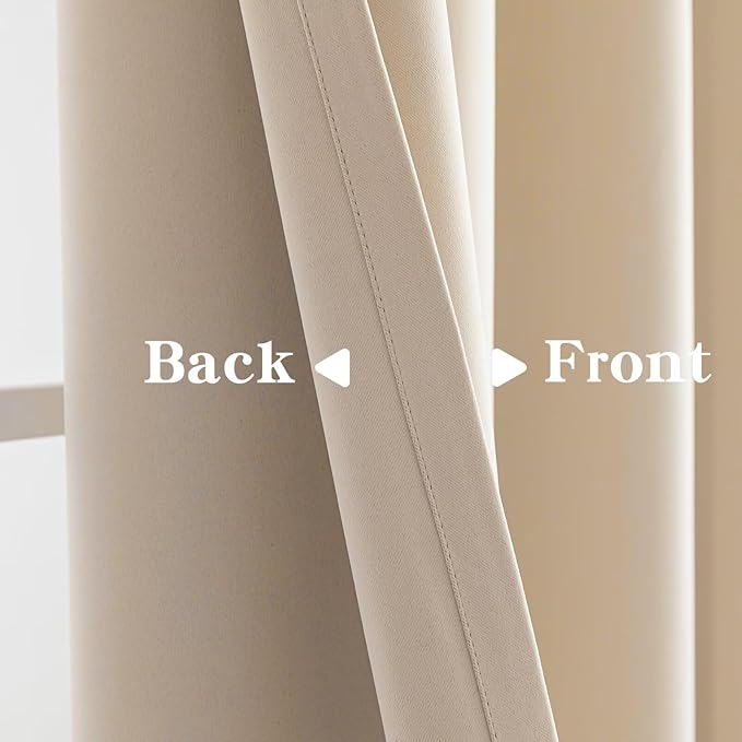 IGEMAEVE Beige Curtains 84 Inch Length 2 Panels Set, Light Filtering Curtains