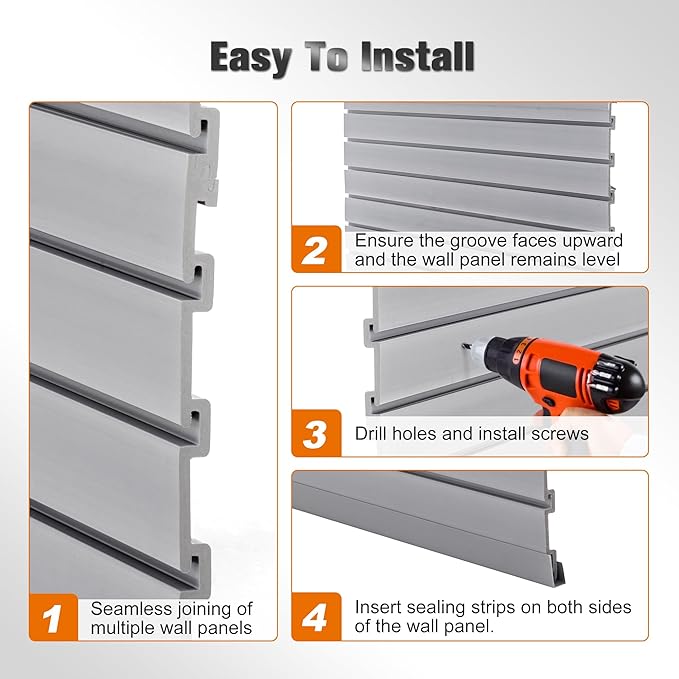 Slatwall Panel 4x2FT PVC Slat Wall Panels Garage Slat Wall Organizer Heavy Duty