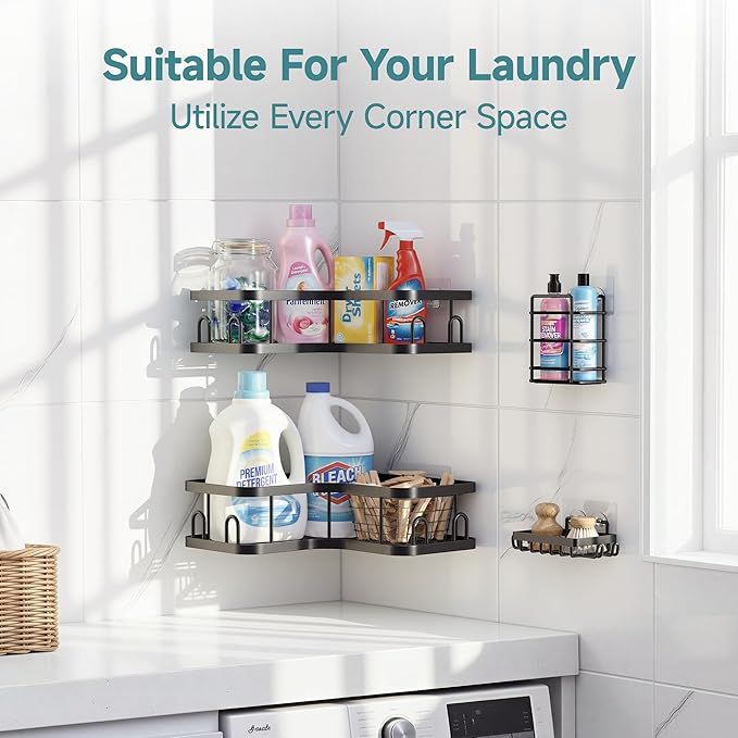 Veken Corner Shower Caddy 4-Pack, Advanced Rustproof Design, No Drilling