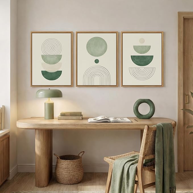 3 Piece Framed Minimalist Boho Canvas Wall Art