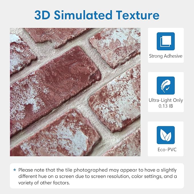 COMSTICKC 3D Faux Brick Wall Panels Peel and Stick Wall Covering, Not Real Brick