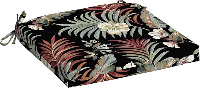 Arden Indoor/Outdoor Seat Or Rocking Chair Cushion, 19 x 18, Water Repellent, Rain Proof, Fade Resistant Cushion for Rocking Or Dining Chairs Simone Black Tropical