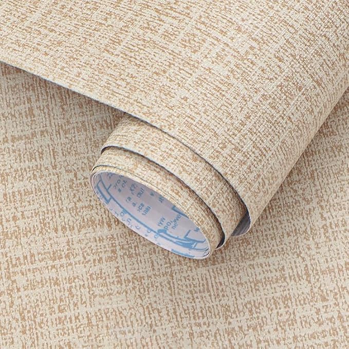 Guvana Grasscloth Peel and Stick Wallpaper Beige Textured Contact Paper Modern