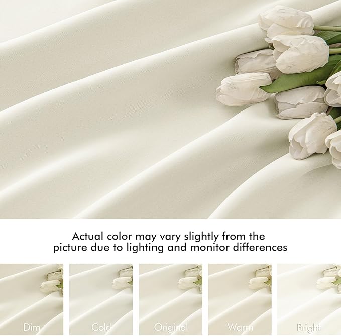 MIULEE Cream Back Tab Blackout Curtains 120 Inch Long 2 Panels Set