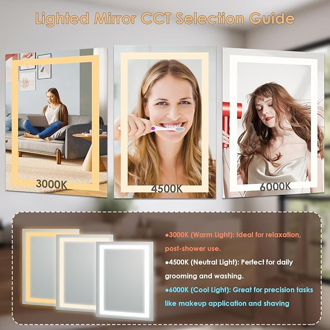 16×24 inches LED Bathroom Mirror, Bathroom Vanity Mirror