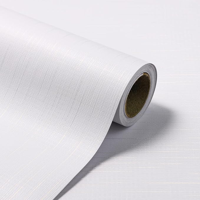 Grasscloth Peel and Stick Wallpaper White Gold Wallpaper 15.7"x 1181" Linen