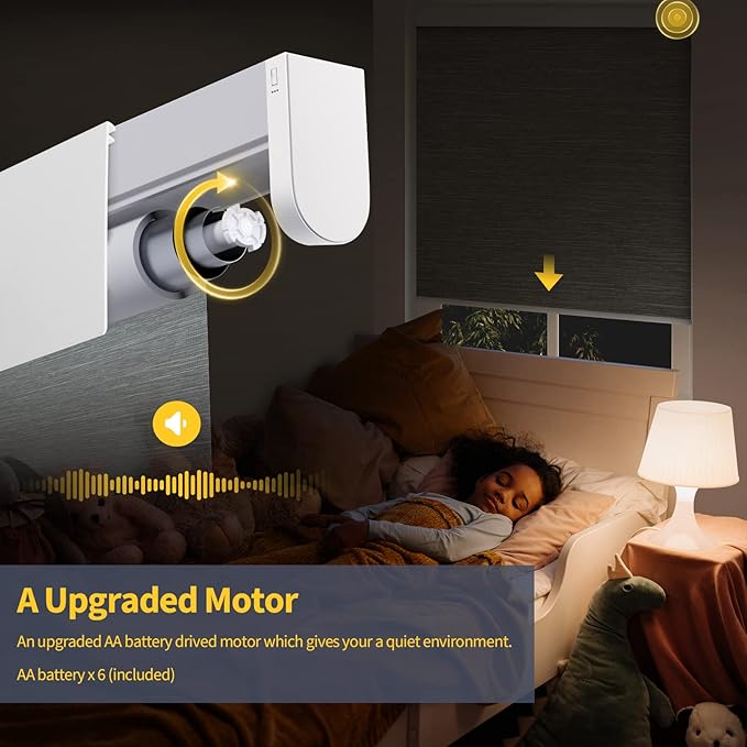 Motorized Blinds with Remote, Grasscloth Fabric Smart Blinds with Valance Cover