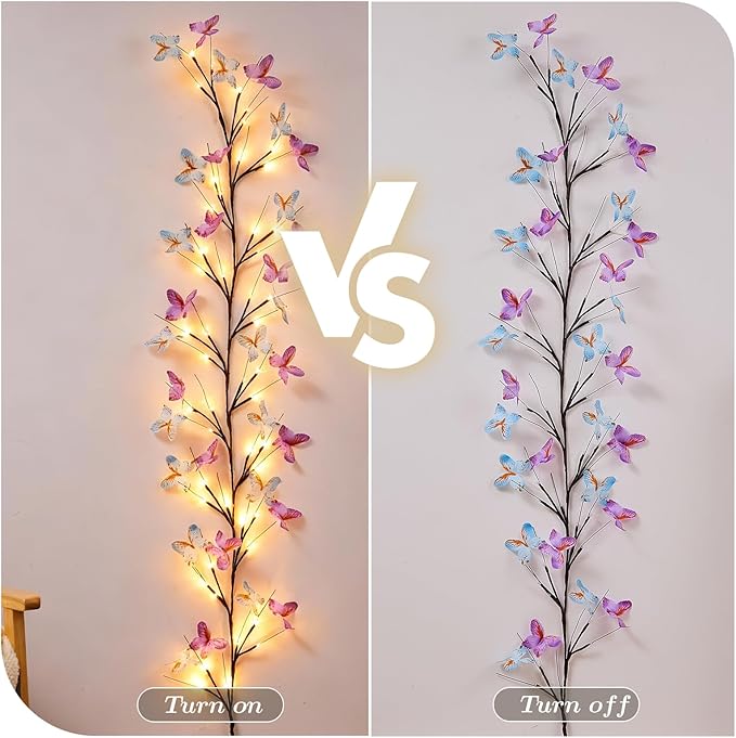 Willow Vine Light with Butterfly 48LED 5.9FT Enchanted Wall Decoration Vine