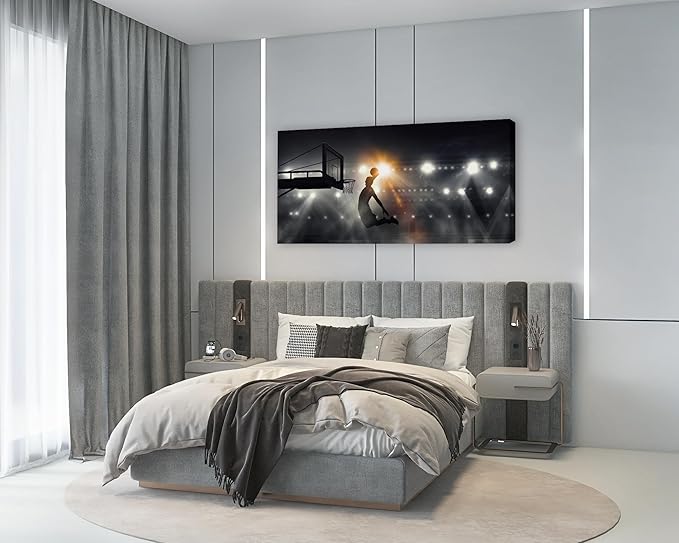 Muolunna BK06675 Basketball Sports Canvas Wall Art Picture 1 Panel Sports Painting Art Prints For Living Room Boys Room Office Wall Decor Artwork