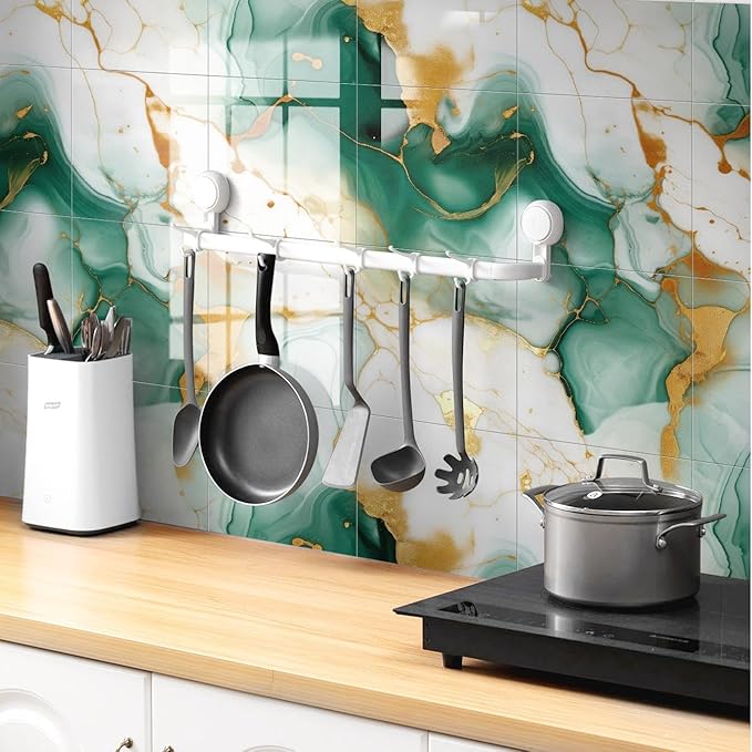 Chejiaye 10pcs Marble Peel and Stick Backsplash Waterproof Washroom Wall Panels