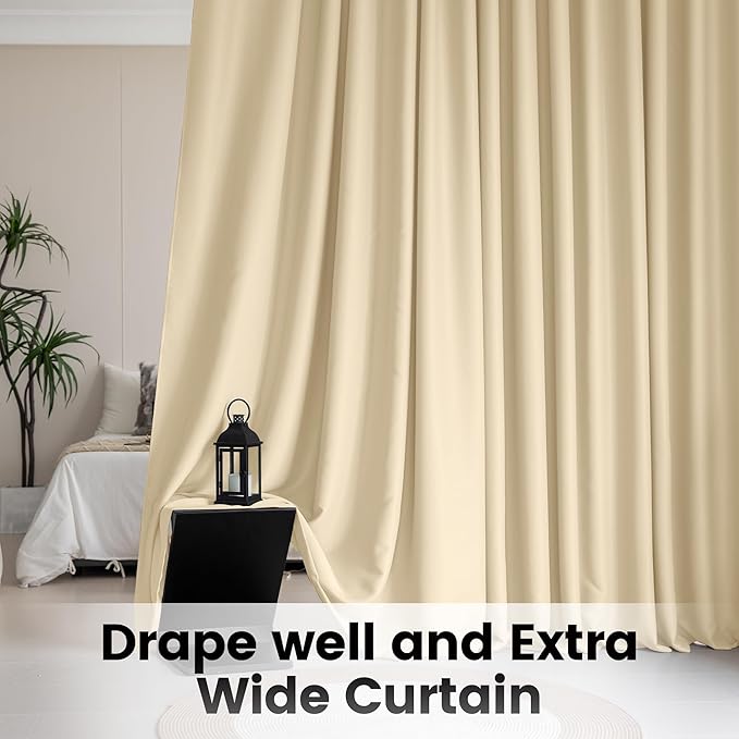 Room Divider with Blackout Ceiling Track Curtain, Extra Wide