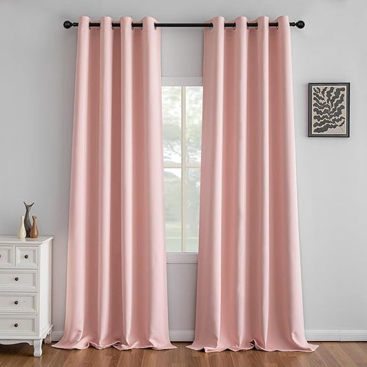 IGEMAEVE Gossamer Pink Curtains 96 Inch Length 2 Panels Set, Light Filtering