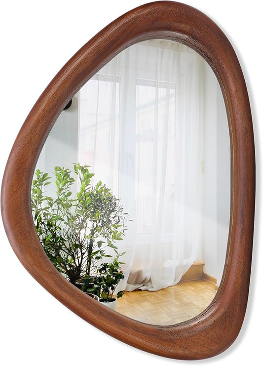 MAGFLERUM Irregular Wall Mirror, 15 * 10 inch Asymmetrical Wood Mirrors