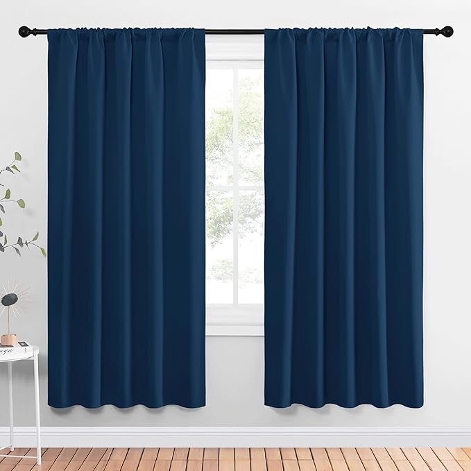 NICETOWN Window Curtains Blackout Drapes, Moroccan Blue, 1 Pair, 52 by 72-Inch