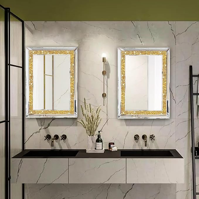 2 Piece Wall Mirrors, Crush Diamond Wall Decor