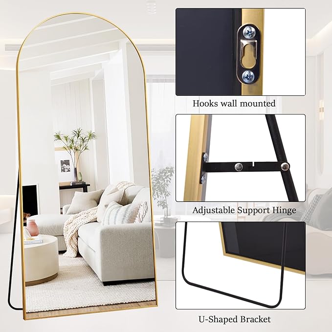 Rowjut Floor Full Length Mirror, Arched Mirrors Full Length 76"x34"