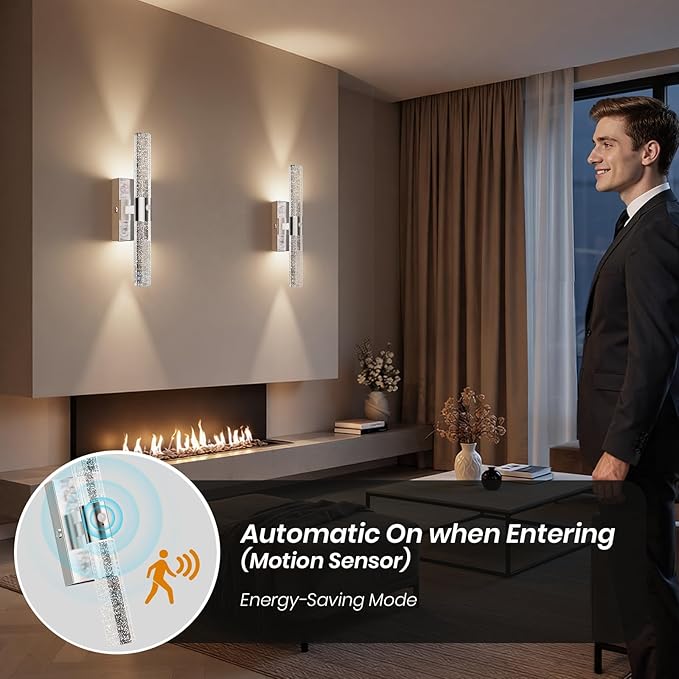 IRONPAX Wall Sconces Battery Operated Set of 2, Wireless Rechargeable Wall