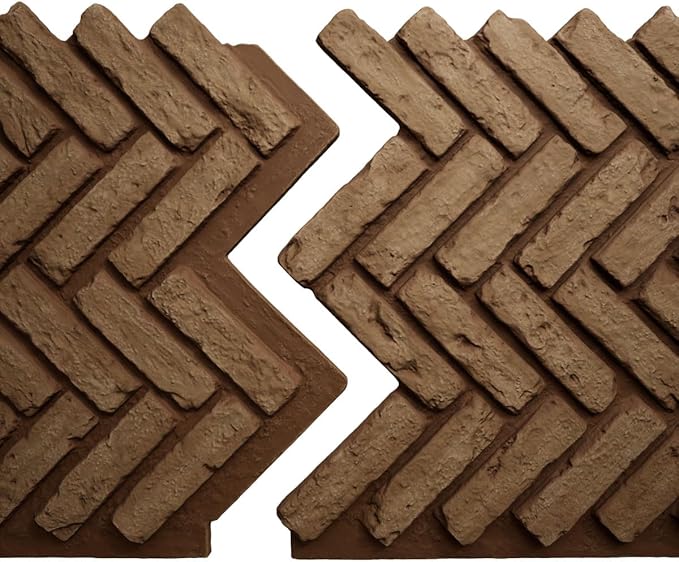 EverStone Herringbone Faux Brick Panel, 46 1/2"W x 25 1/4"H x 1"D, Terracotta