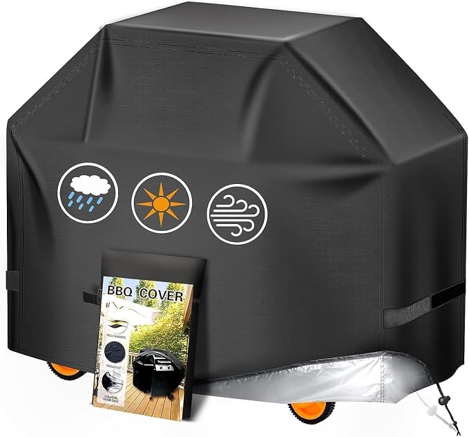 Aoretic Grill Cover 52 inches Gas-BBQ Grill Cover, Waterproof,Anti-UV Material with Hook-and-Loop Straps & Adjustable Hem Drawstring for Weber Nexgrill Char-Broil Monument Dyna-Glo
