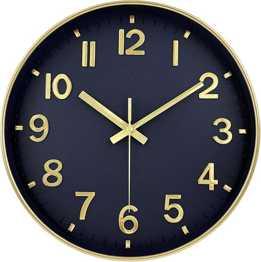 Modern Wall Clock, 10 Inch Digital Wall Clocks Battery Operated, Round Non