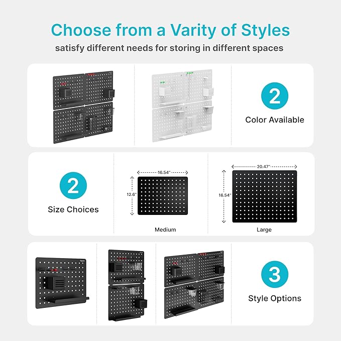 PEGZONE Pegboard Wall Organizer Combination Kit, Overall 33.1"x25.4" Metal