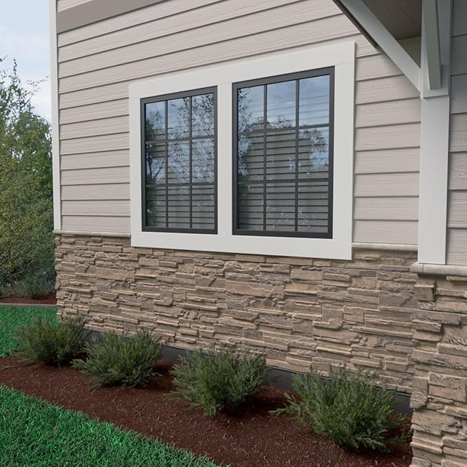 EverStone Cascade Faux Stone Panel, 48 5/8"W x 24 3/4"H x 1 1/4"D, Polermo Color