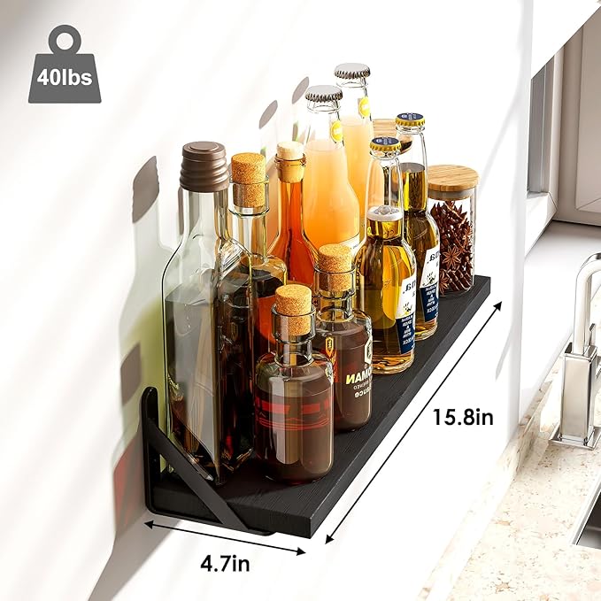 Fixwal Floating Shelves, Width 4.7in Rustic Wood Wall Shelves Set of 8