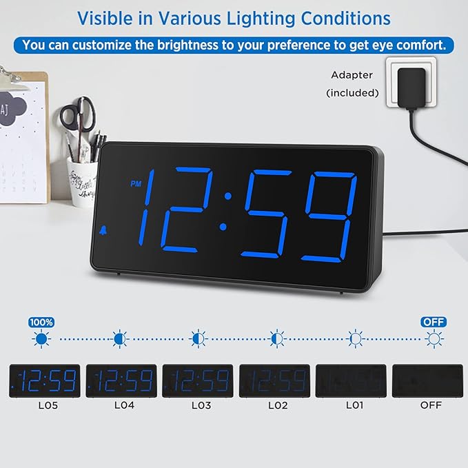 Peakeep Digital Alarm Clock for Bedroom Bedside, Loud Alarm Clock for Heavy