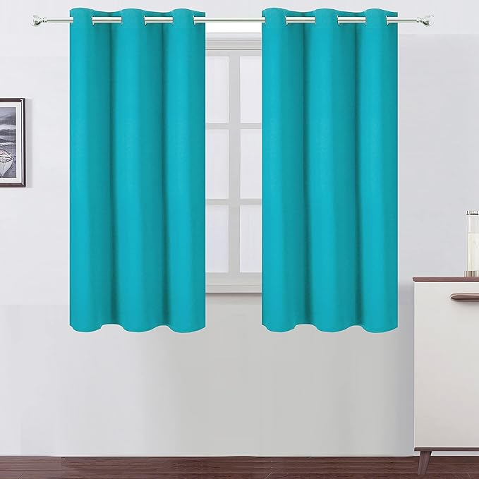 LEMOMO Teal Blackout Curtains 34 x 54 Inch Length/Set of 2 Curtain