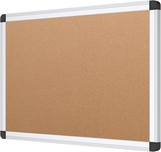 VIZ-PRO Cork Notice Board, 18 X 12 Inches, Cork Bulletin Board