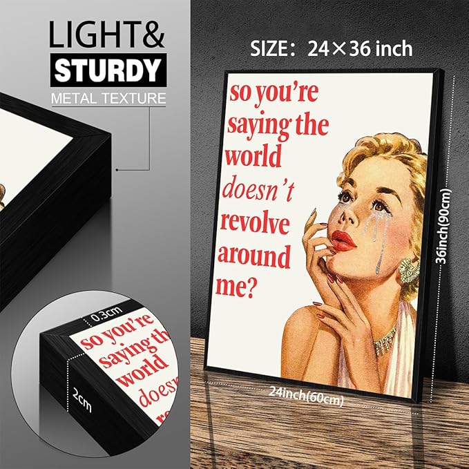 70s Pink Sexy Women Poster Funky Funny Quote Wall Art Retro Housewife Picture