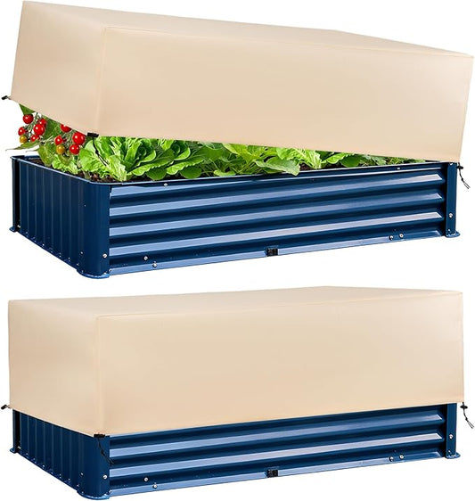 Plant Covers Freeze Protection 2 Pack with Elastic Drawstring, 3.54 oz/ydÂ² Winter Cold Weather Frost Blanket Planter Box Cover for Raised Bed Outdoor Flowers Potted, 59 x 19.6 x 21.6 INCH
