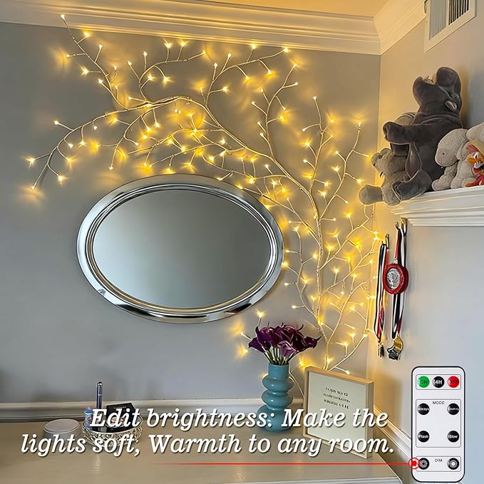 Willow Vine Lights with Remote for Wall: 7.5ft LED Enchanted Vines Lights DIY